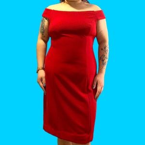 Adrianne Papell beautiful off the shoulder red evening cocktail dress
